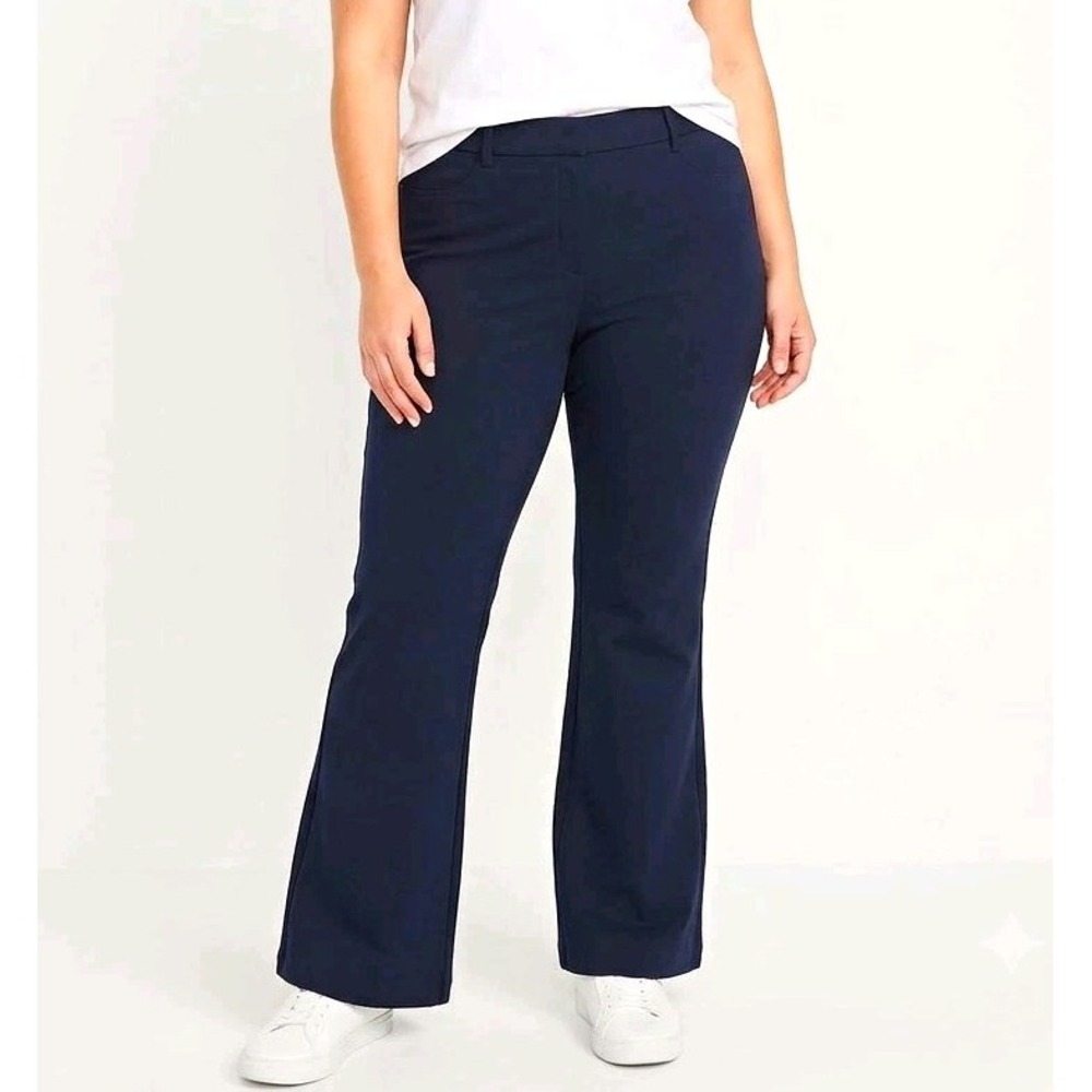 old Navy Womens Navy Pull On High Rise pixie flare Dress Pants size 16